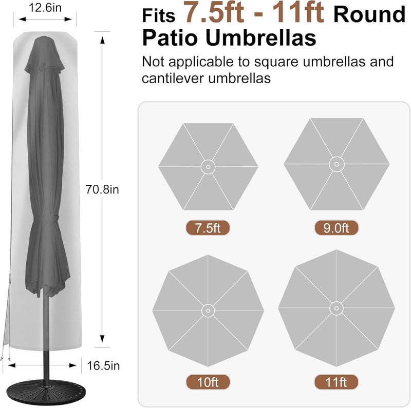 AckMizz Patio Umbrella Cover - Outdoor Umbrella Covers with Folding Rod, Waterproof Oxford, Parasol Cover for 7.5ft 8ft 9ft 10ft 11ft Round Table Umbrella (Black) - Image 2
